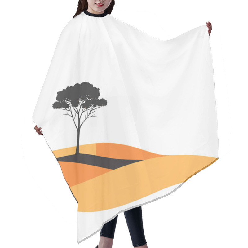 Personality   Single Tree In A Vast Desert Minimal Vector Hair Cutting Cape