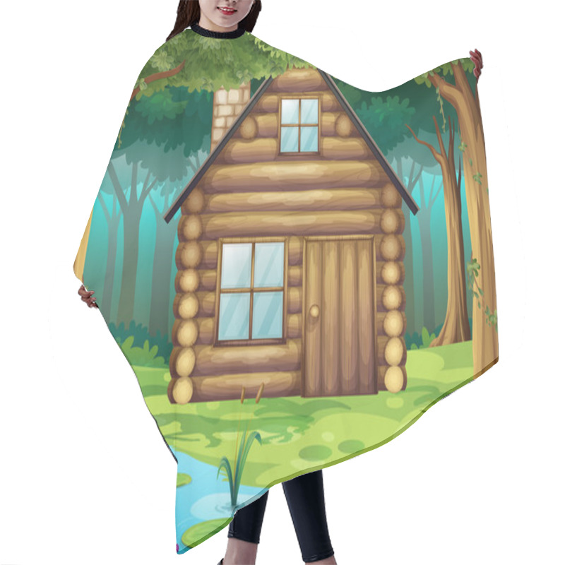 Personality  Wooden Hut In The Forest Hair Cutting Cape