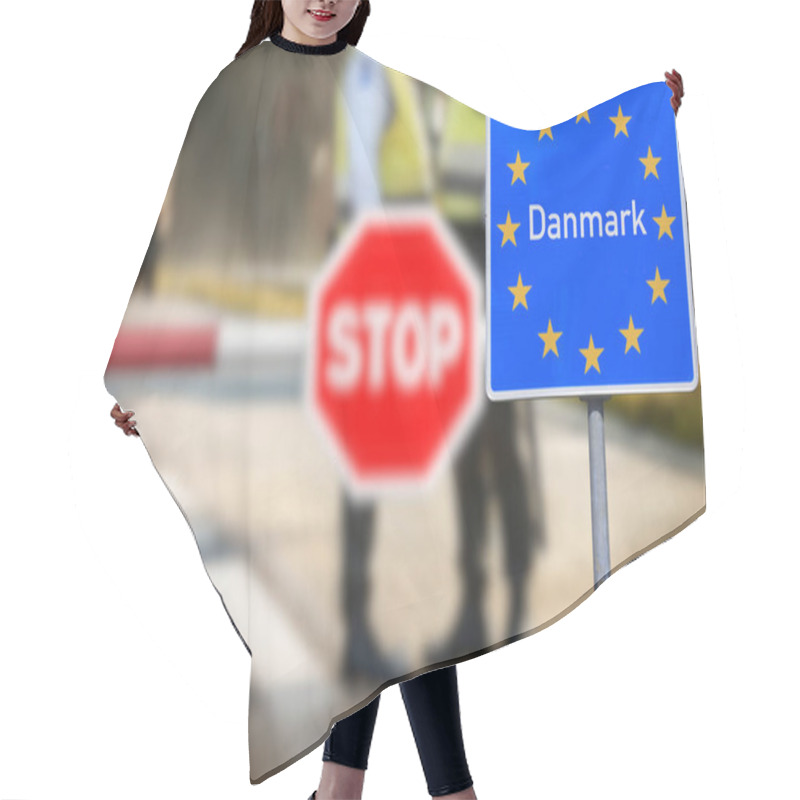 Personality  Stop Sign, Barrier And Control At The Border With Denmark Hair Cutting Cape