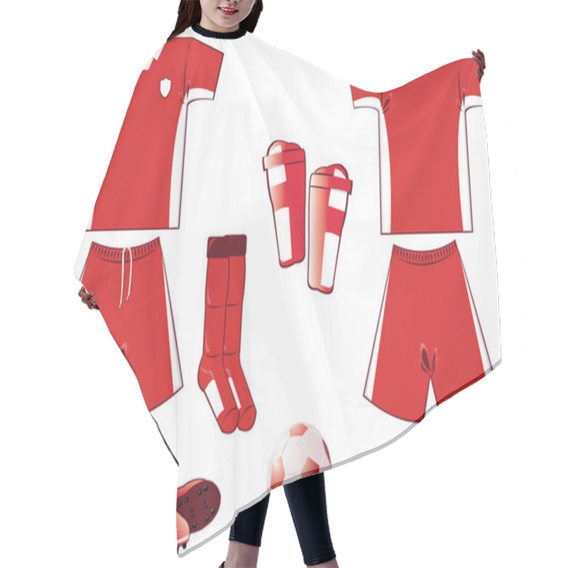 Personality  Red And White Soccer Equipment Hair Cutting Cape