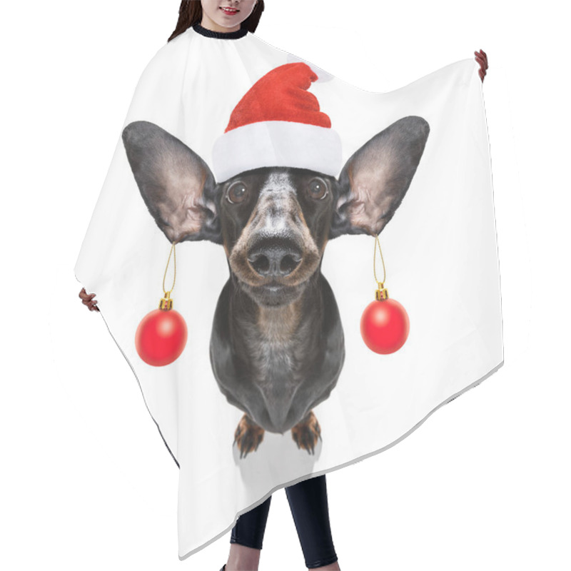 Personality  Christmas Santa Claus Dog And Xmas Balls Or Baubles Hanging From Hair Cutting Cape