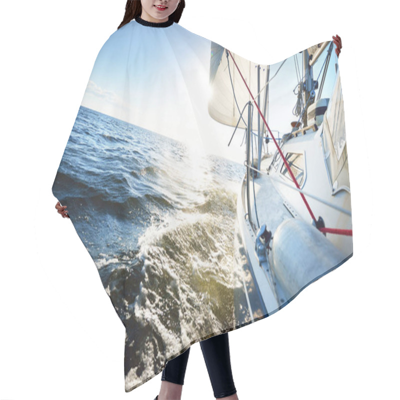 Personality  View Forward From A Sailboat Tilted By The Wind Hair Cutting Cape