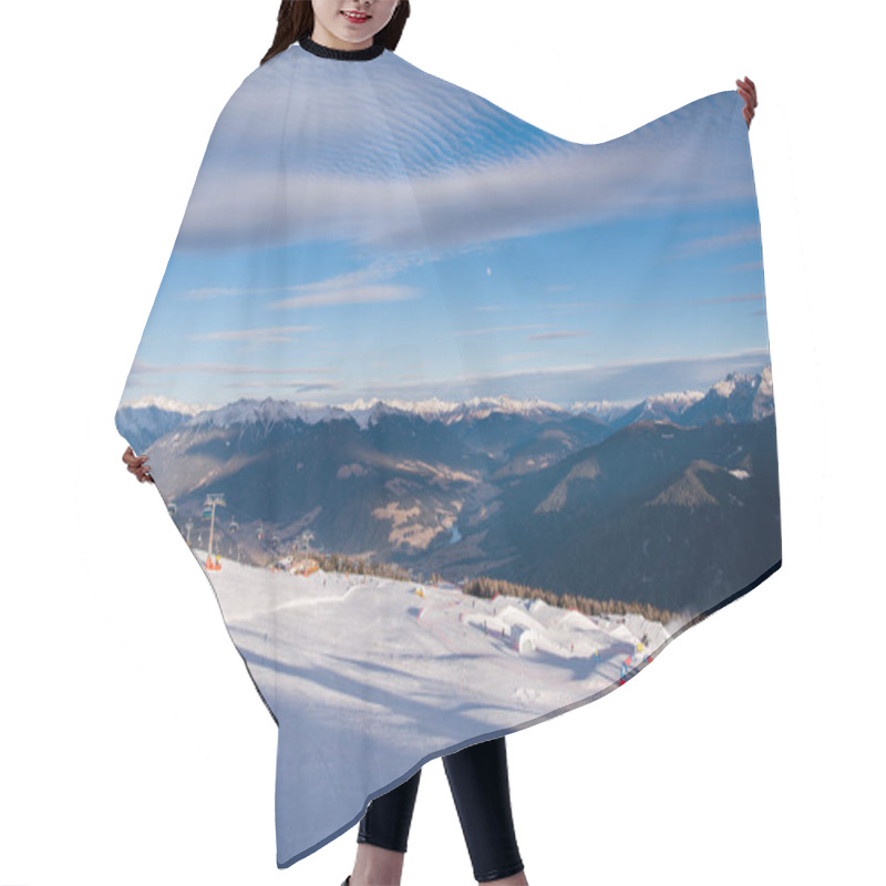 Personality  Winter Mountains Beautiful Alpine Panoramic View Snow Capped European Alps Hair Cutting Cape