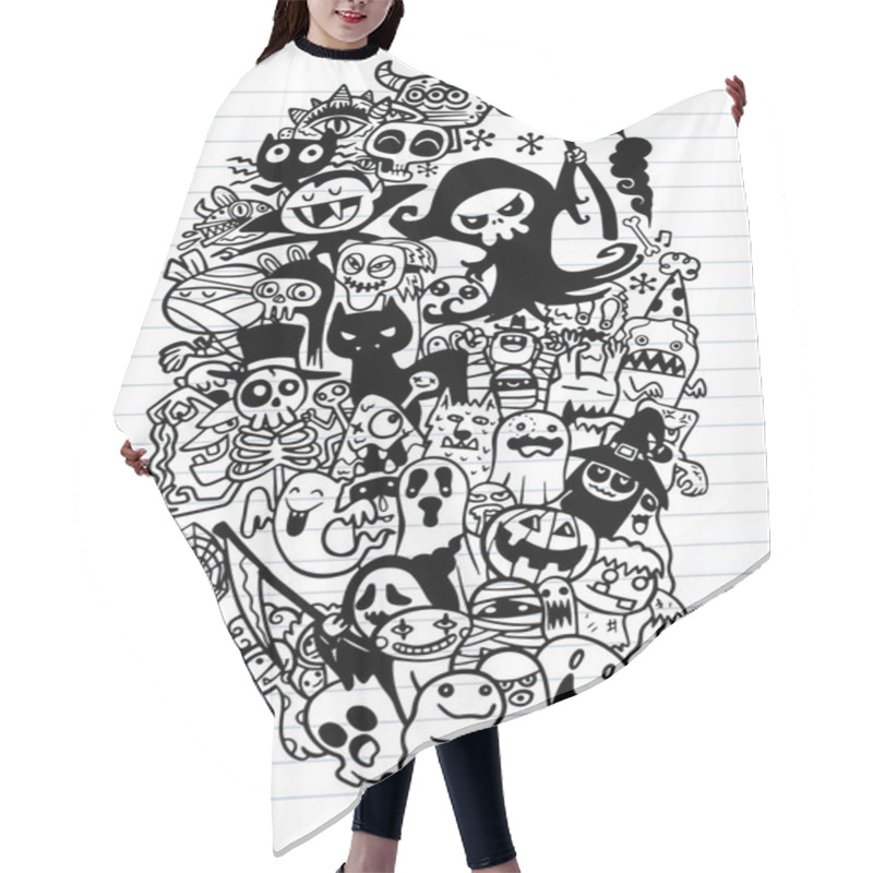 Personality  Vector Hand Drawn Doodle Cartoon Set Of Objects And Symbols On T Hair Cutting Cape