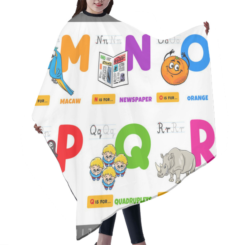 Personality  Educational Cartoon Alphabet Letters Set From M To R Hair Cutting Cape