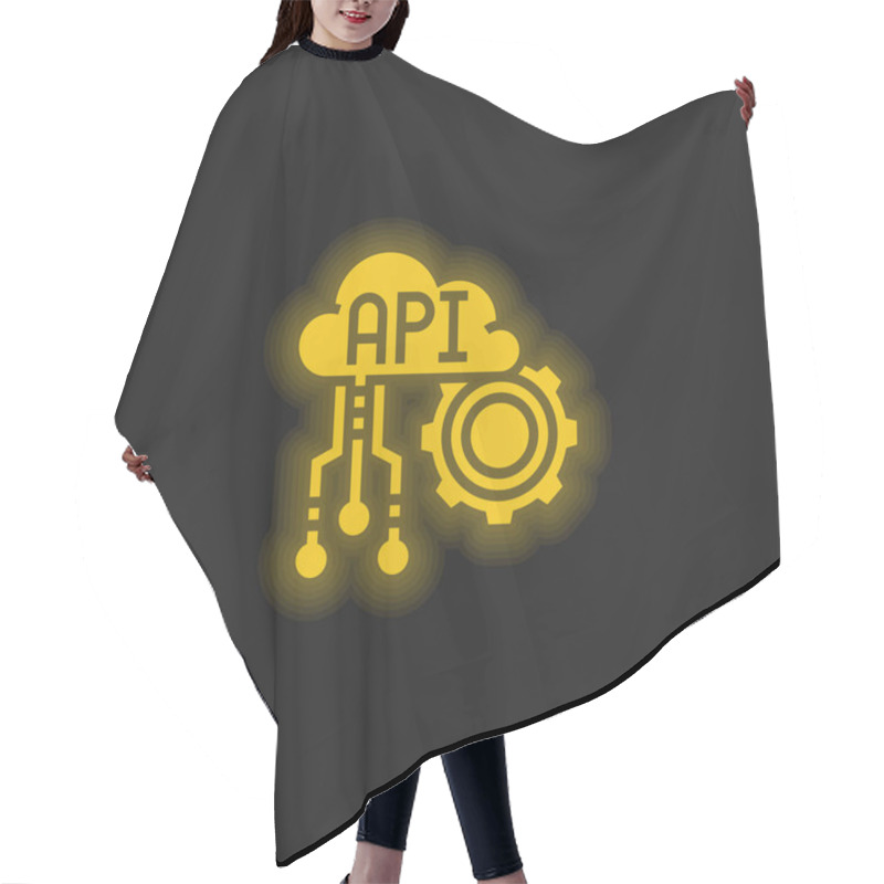 Personality  Api Yellow Glowing Neon Icon Hair Cutting Cape