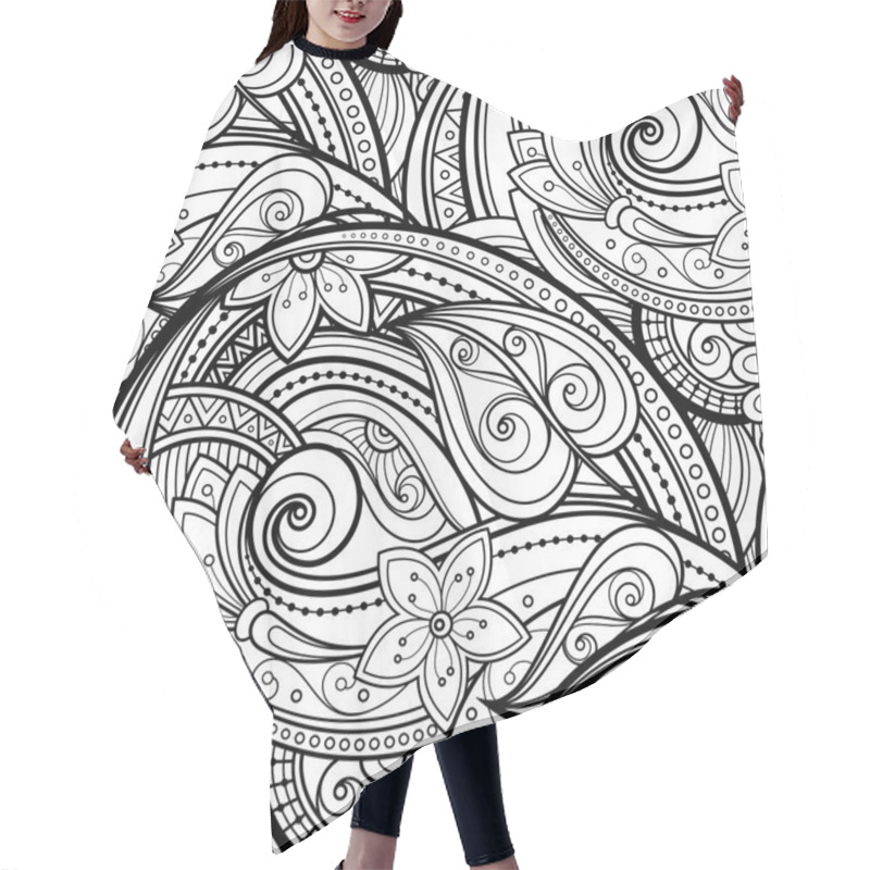 Personality  Seamless Monochrome Floral Pattern Hair Cutting Cape