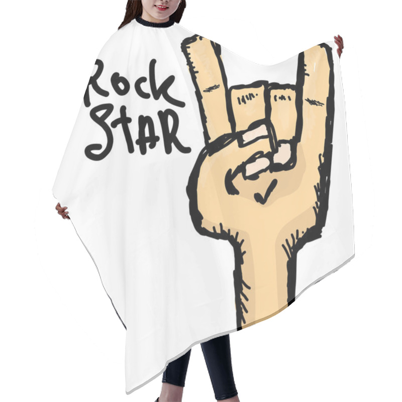 Personality  Vector Doodle Hand Sign Rock N Roll Music Hair Cutting Cape