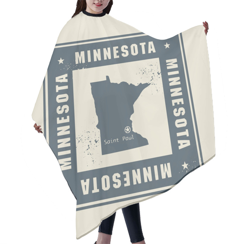 Personality  Stamp With Name And Map Of Minnesota Hair Cutting Cape