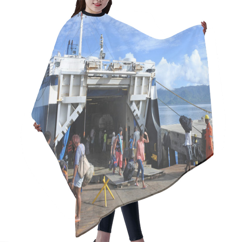 Personality  Passengers Departing Of Inter Island Ferry In Fiji Hair Cutting Cape