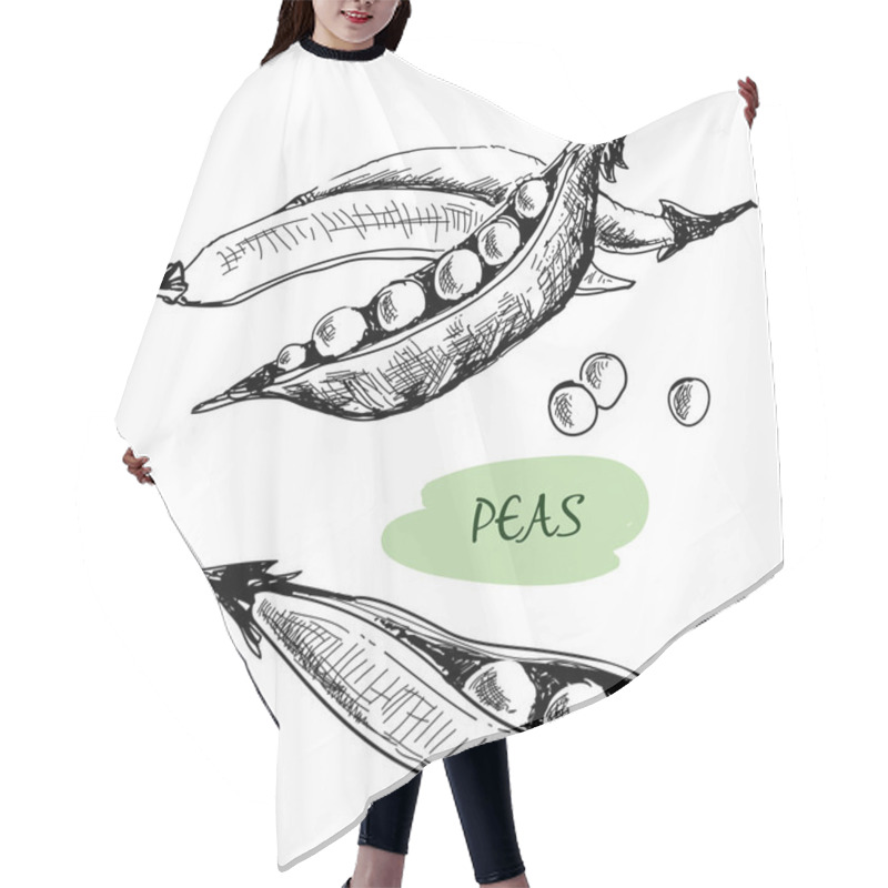 Personality  Peas. Hand Drawn Illustration Hair Cutting Cape