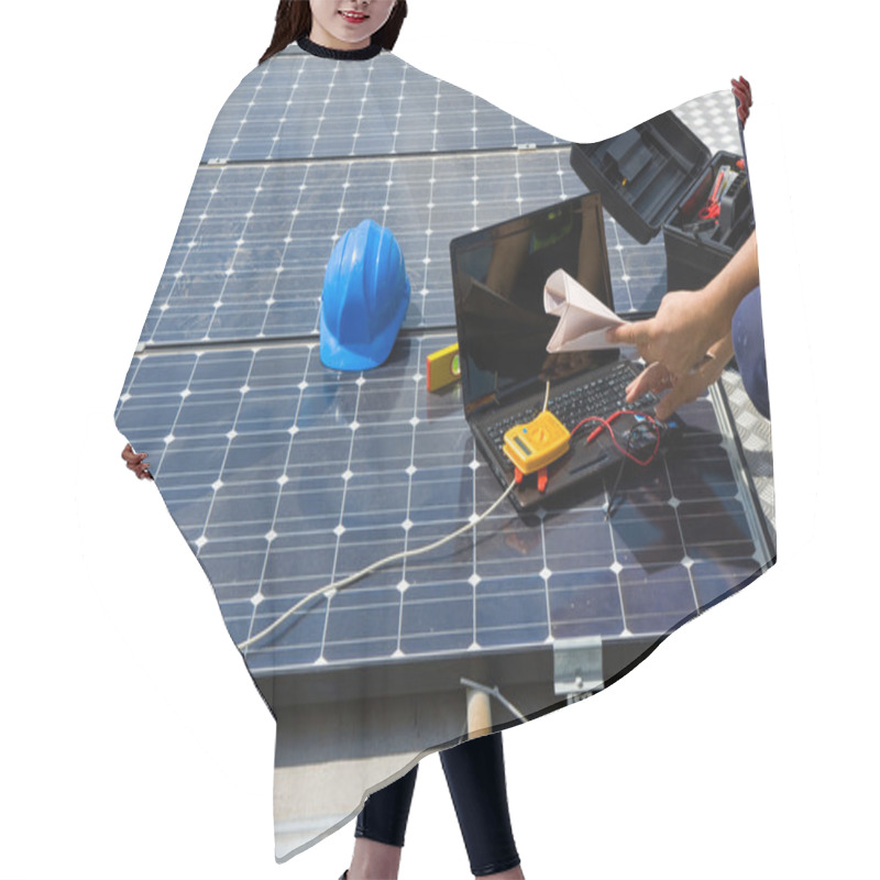 Personality  Engineer Testing Solar Panels Hair Cutting Cape