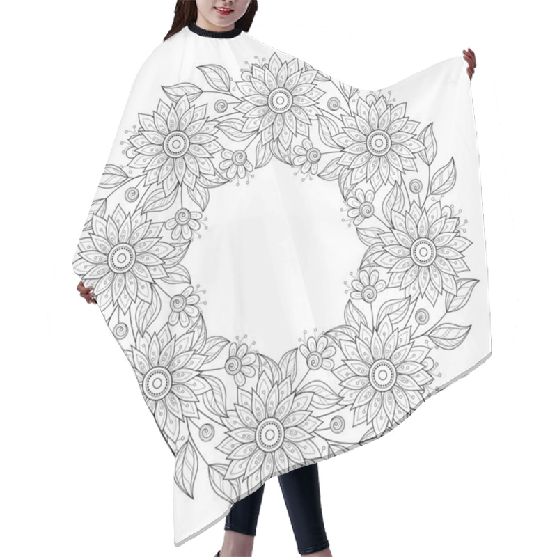 Personality  Abstract Monochrome Floral Background Hair Cutting Cape