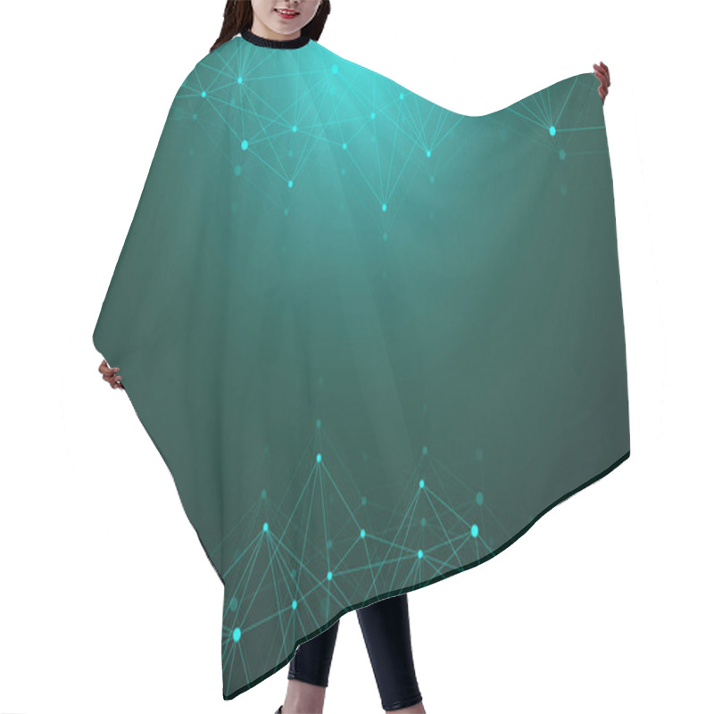 Personality  Geometric Graphic Background Molecule And Communication. Big Data Complex With Compounds. Lines Plexus, Minimal Array. Digital Data Visualization. Scientific Cybernetic Illustration. Hair Cutting Cape