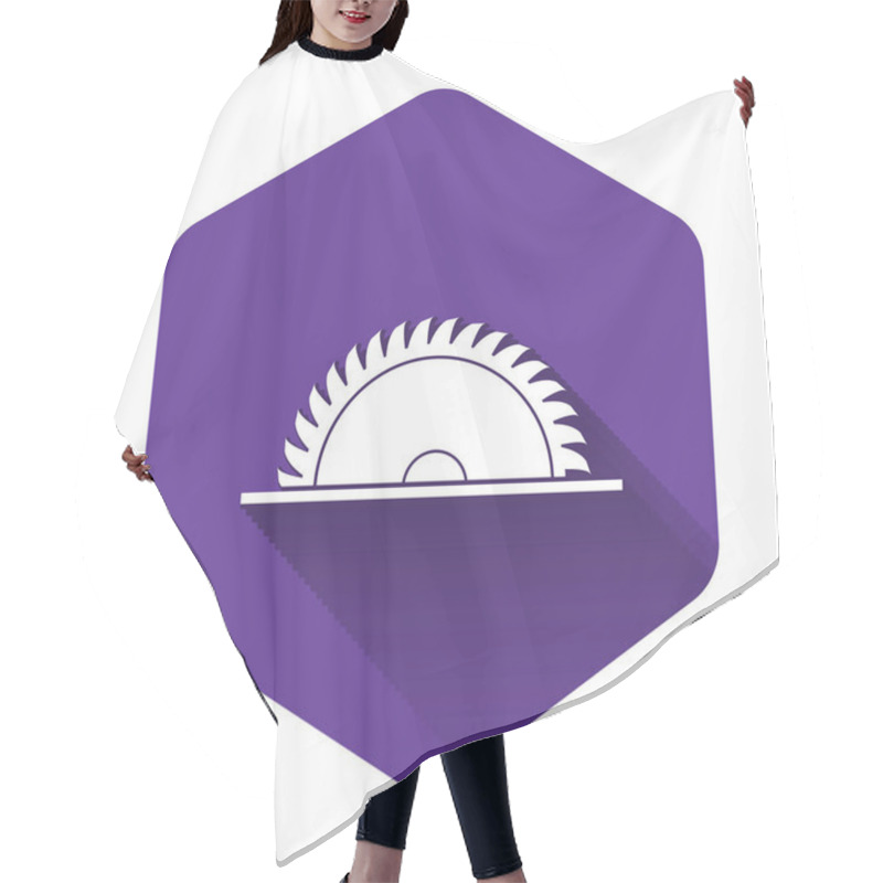 Personality  White Circular Saw Blade Icon Isolated With Long Shadow. Saw Wheel. Purple Hexagon Button. Vector Illustration Hair Cutting Cape