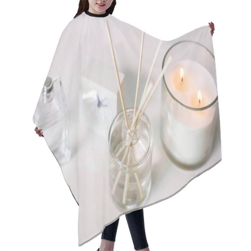 Personality  Aroma Reed Diffuser, Burning Candle And Perfume Hair Cutting Cape