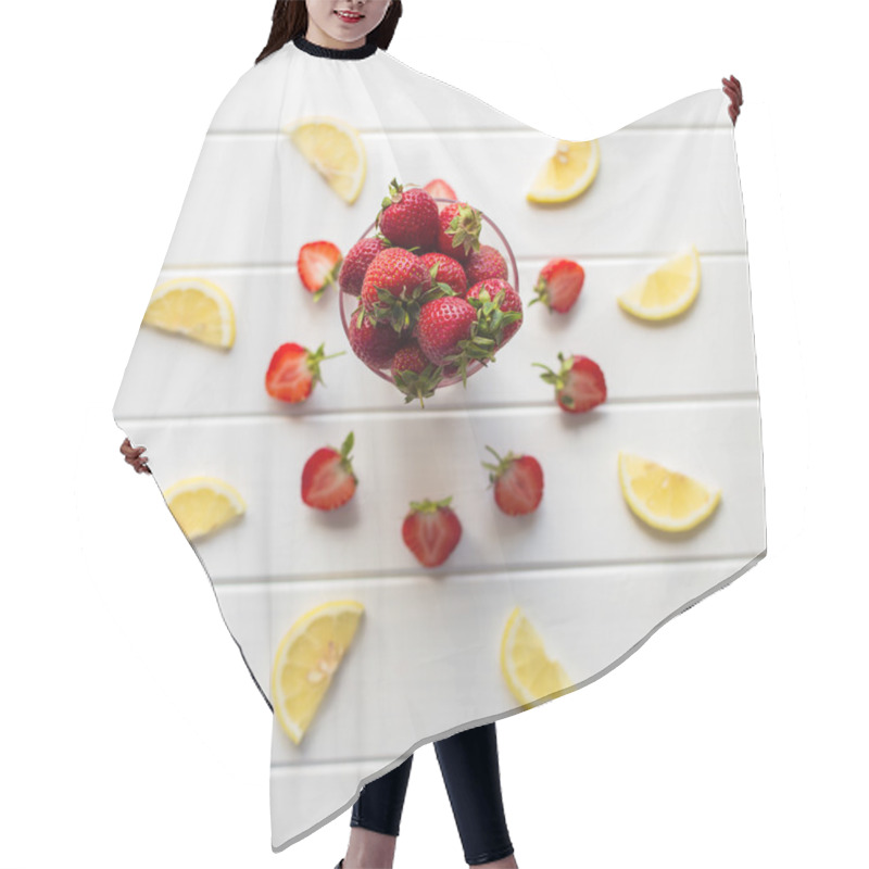 Personality  Lemon Cut Into Pieces And Strawberries Hair Cutting Cape