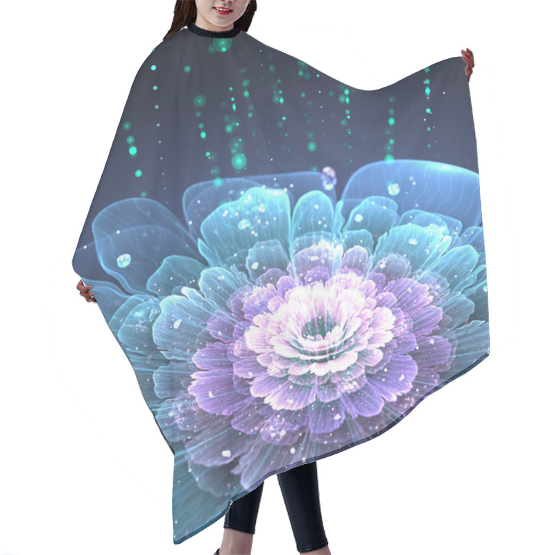 Personality  Violet Fractal Flower With Droplets Of Water Hair Cutting Cape