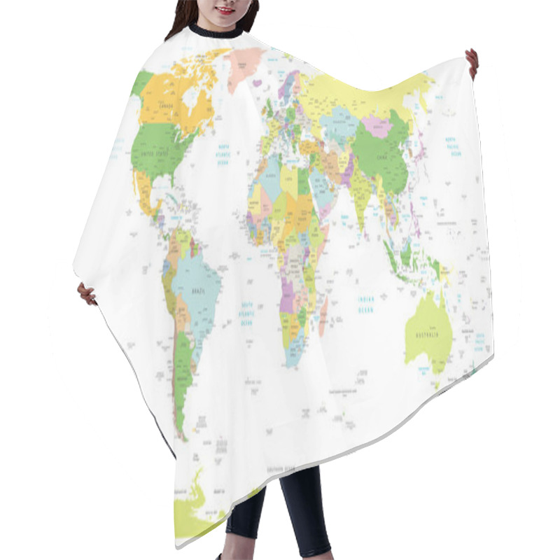 Personality  High Detail World Map.All Elements Are Separated In Editable Layers Clearly Labeled. Vector 1 Hair Cutting Cape