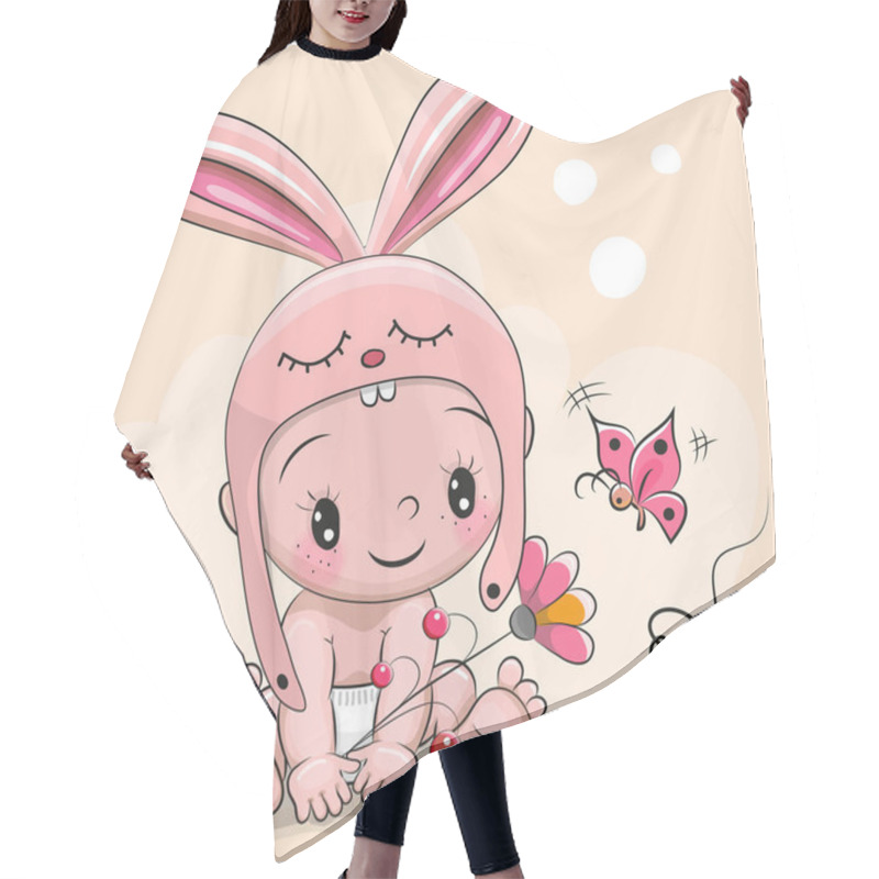 Personality  Cute Cartoon Baby In A Rabbit Hat Hair Cutting Cape