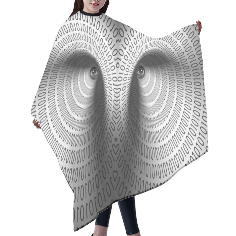 Personality  Eyes In Binary Tunnel Hair Cutting Cape