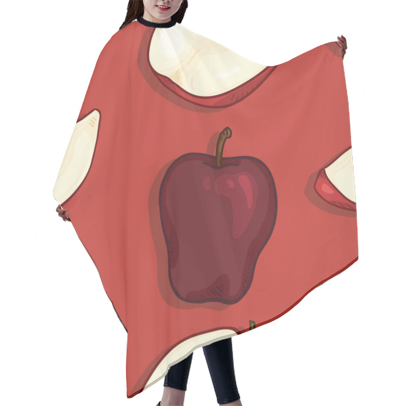 Personality  Vector Seamless Pattern Of Cartoon Red Apples Hair Cutting Cape