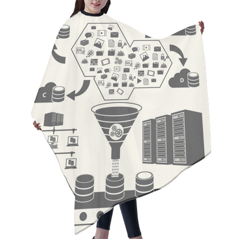 Personality  Big Data Icons Set, Cloud Computing Concept Hair Cutting Cape