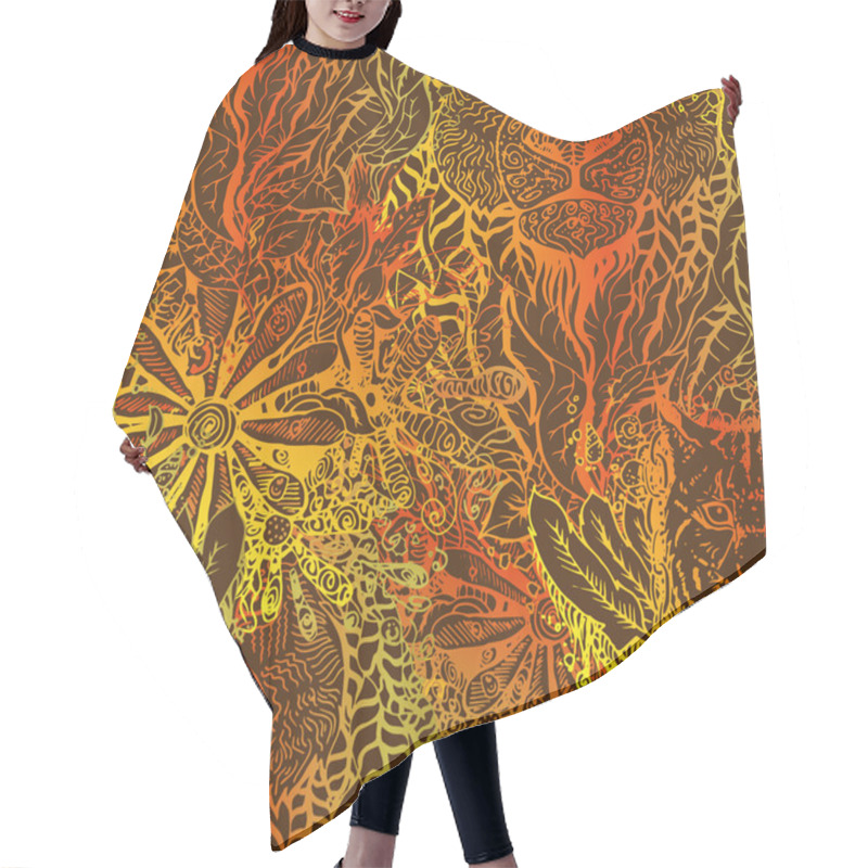 Personality  Lion And Lynx Hand-drawn Pattern Hair Cutting Cape