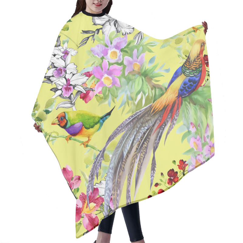 Personality  Tropical  Birds And Exotic Flowers Hair Cutting Cape