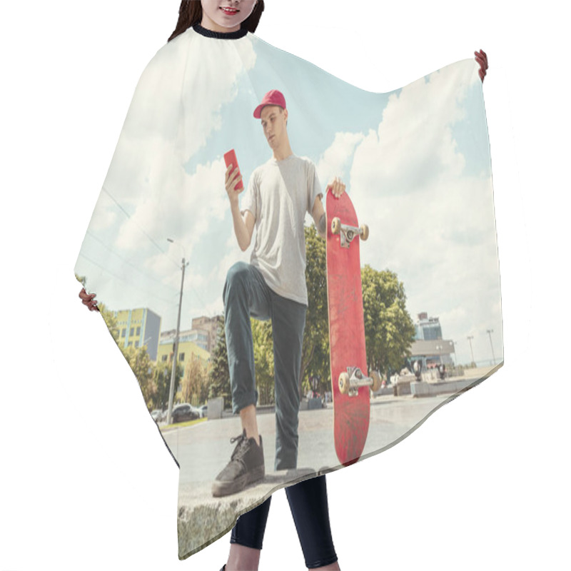 Personality  Skateboarder At The Citys Street In Sunny Day Hair Cutting Cape