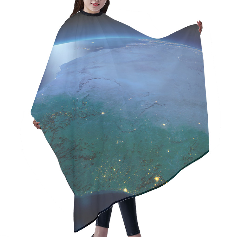 Personality  Detailed Earth. West African Countries On A Moonlit Night Hair Cutting Cape