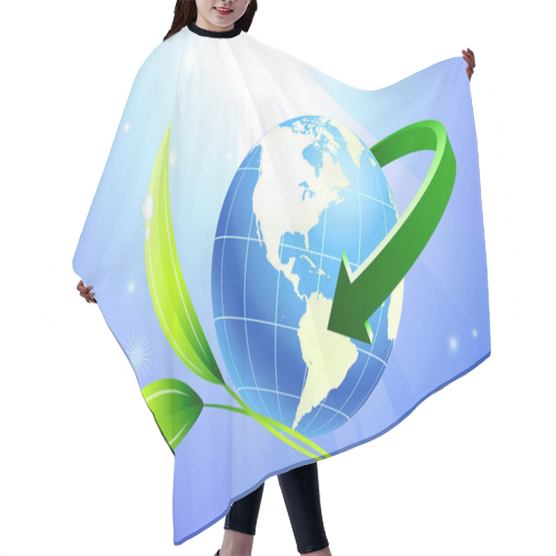 Personality  Globe With Arrow With Nature Background Hair Cutting Cape