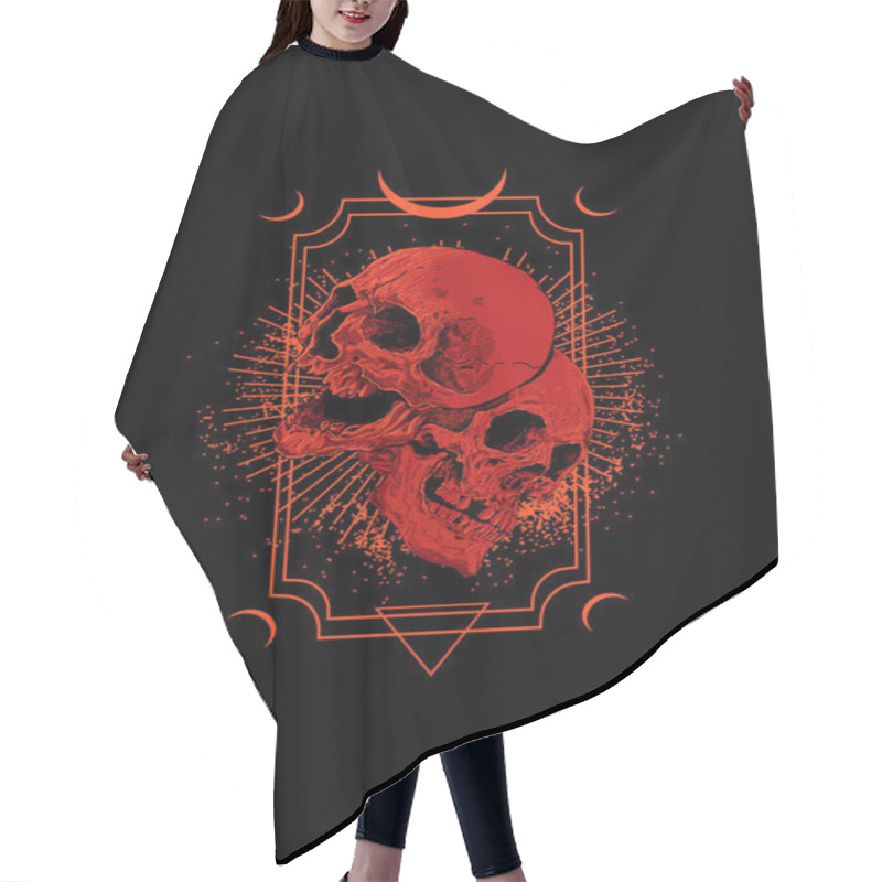 Personality  Skull With Frame Vector Illustration Hair Cutting Cape