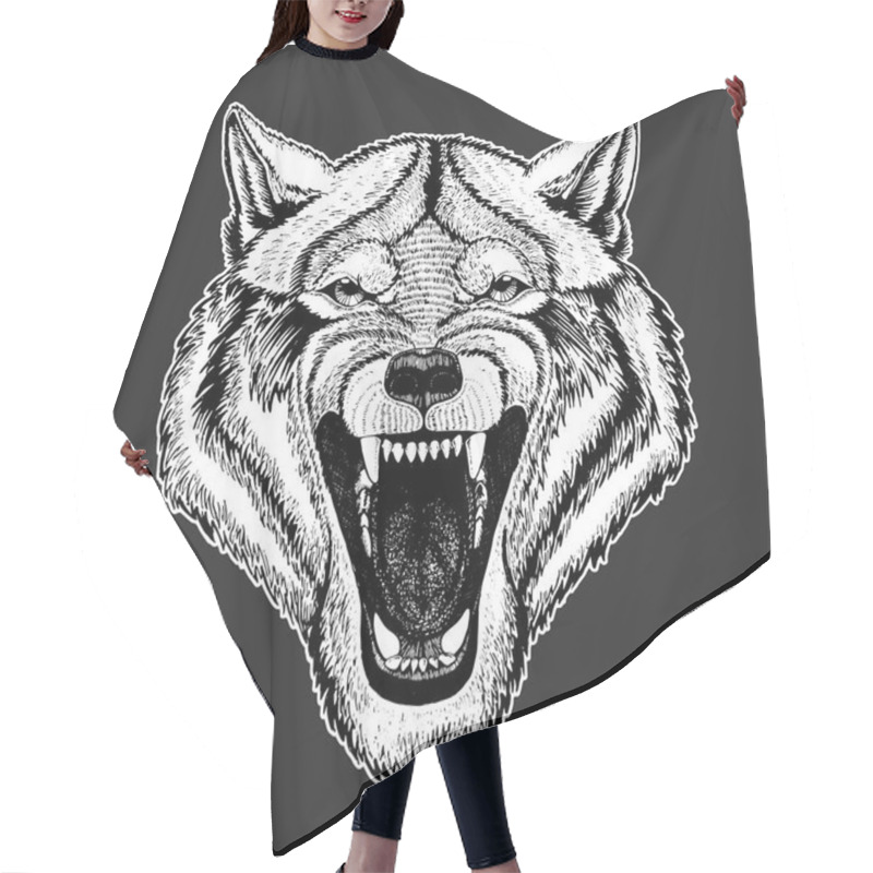 Personality  Vector Wild Wolf For Tattoo, T-shirt, Sport Logo Hair Cutting Cape