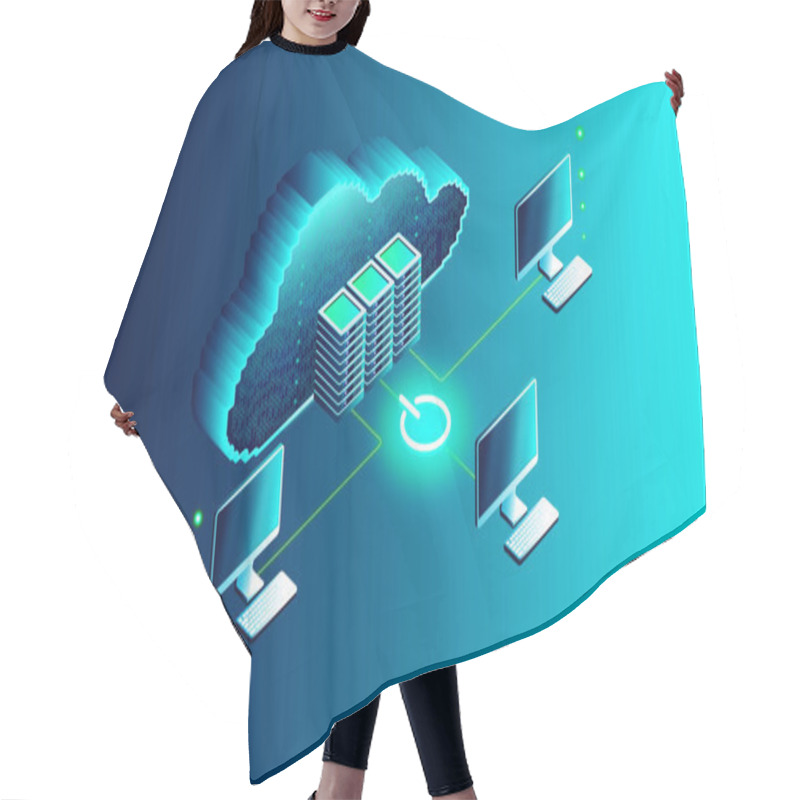 Personality  Cloud Computing Concept - 3D Illustration Of Computers Connected To The Digital Cloud Hair Cutting Cape