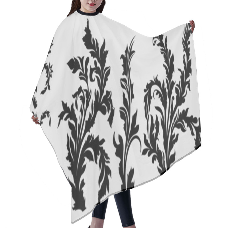 Personality  Black Vectorized Floral Elements Hair Cutting Cape