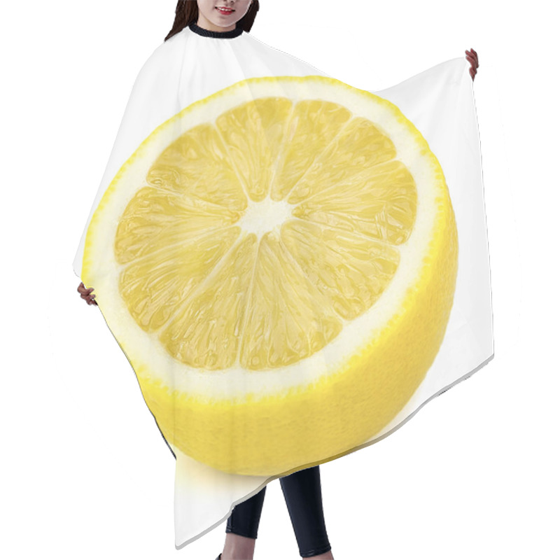 Personality  Slice Of Lemon Isolated On White Background. Hair Cutting Cape