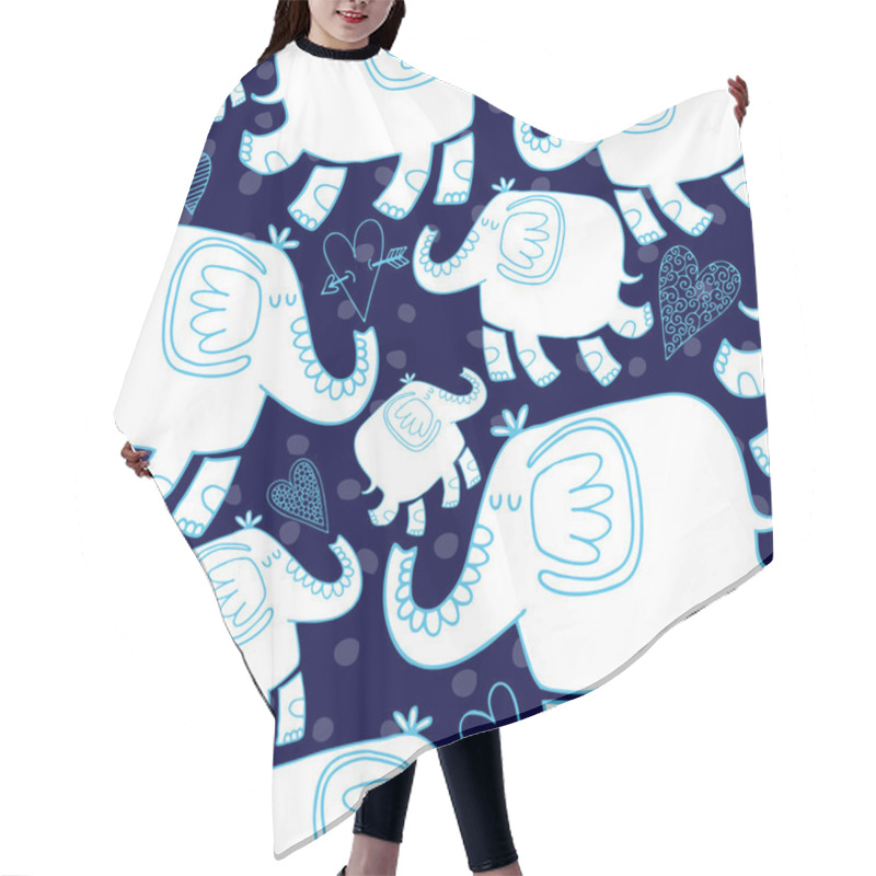 Personality  Seamless Pattern With Elephants And Hearts Hair Cutting Cape