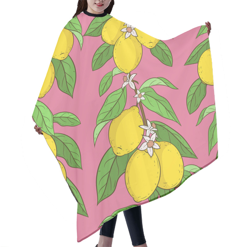 Personality  Seamless Pattern With Lemons. Hair Cutting Cape