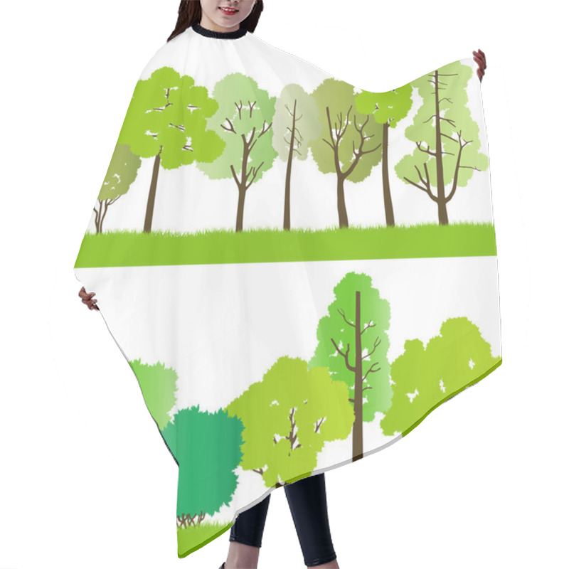 Personality  Forest Trees Silhouettes Illustration Collection Background Vect Hair Cutting Cape