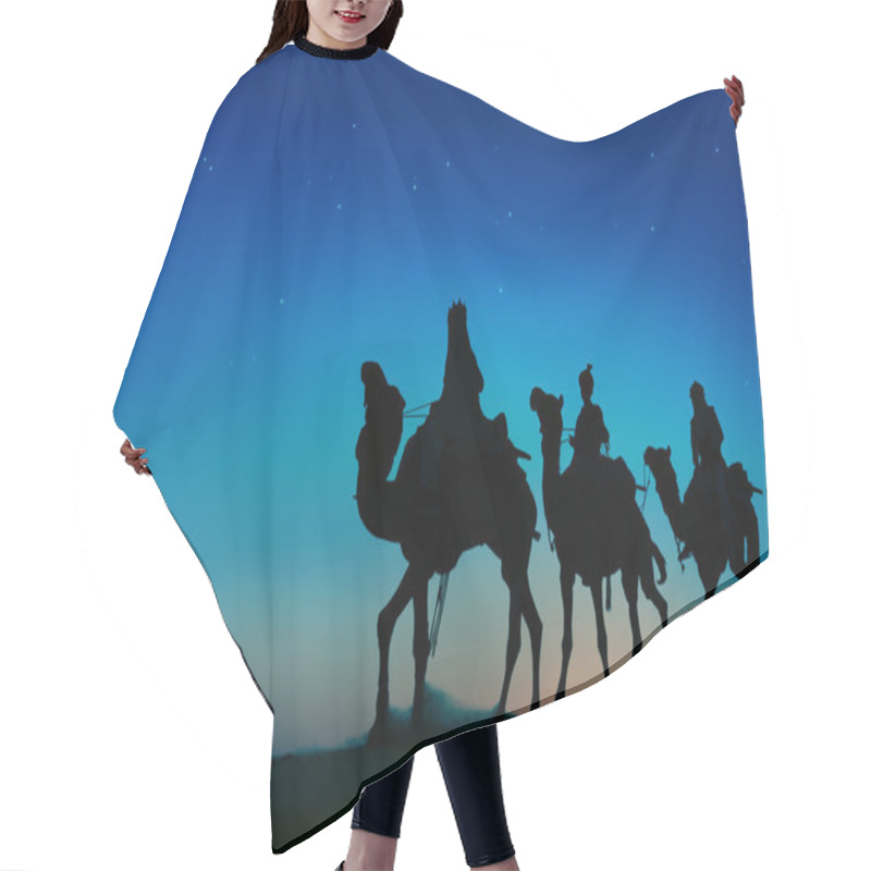 Personality  Men Riding Camels Through Desert   Hair Cutting Cape