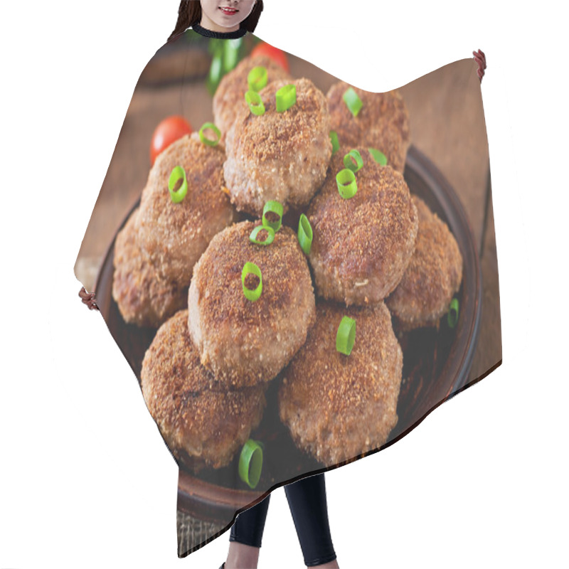 Personality  Meat Cutlets With Vegetables Hair Cutting Cape