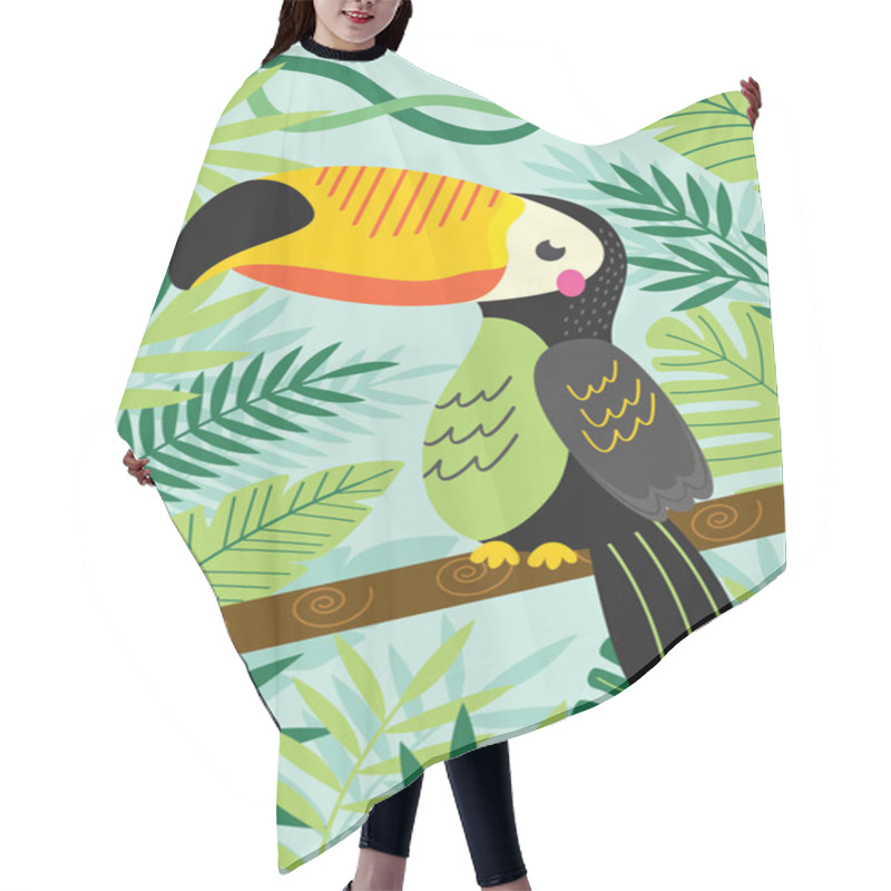 Personality  Toucan On Branch Among Tropical Plants - Vector Illustration, Eps Hair Cutting Cape