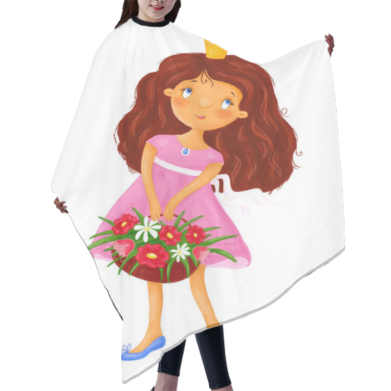 Personality  Hand Drawn Cute Cartoon Little Princes. Nursery Illustration Hair Cutting Cape