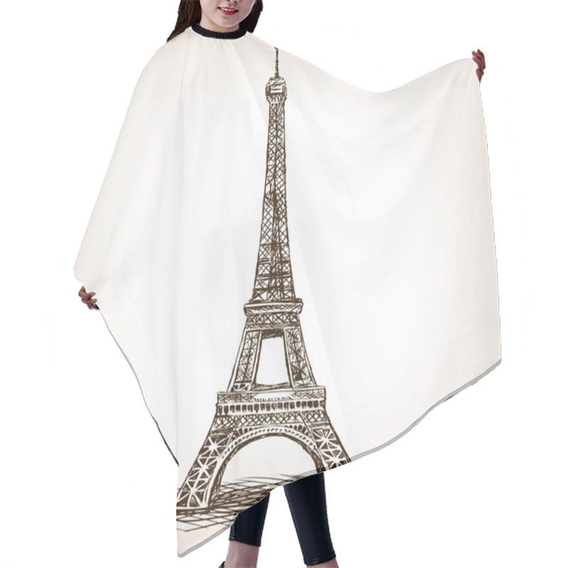 Personality  Eiffel Tower Hand Drawn Sketch Style Vector Hair Cutting Cape