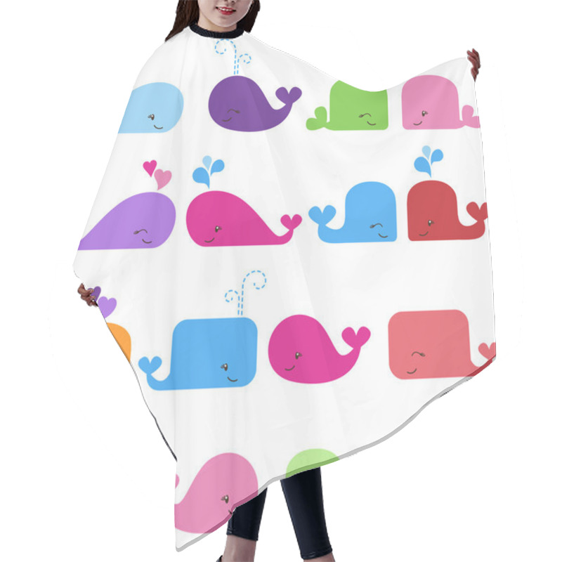 Personality  Rainbow Vector Set Of Cute Whales Hair Cutting Cape