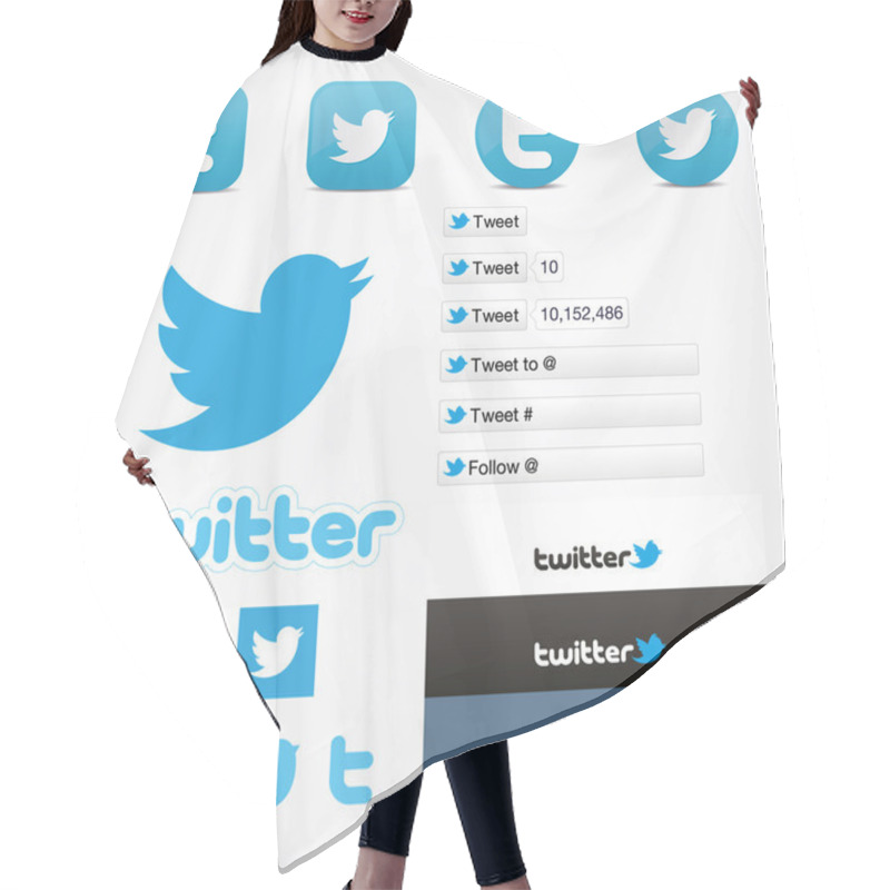 Personality  Twitter Social Set Icons Button Follow Like Symbol Hair Cutting Cape