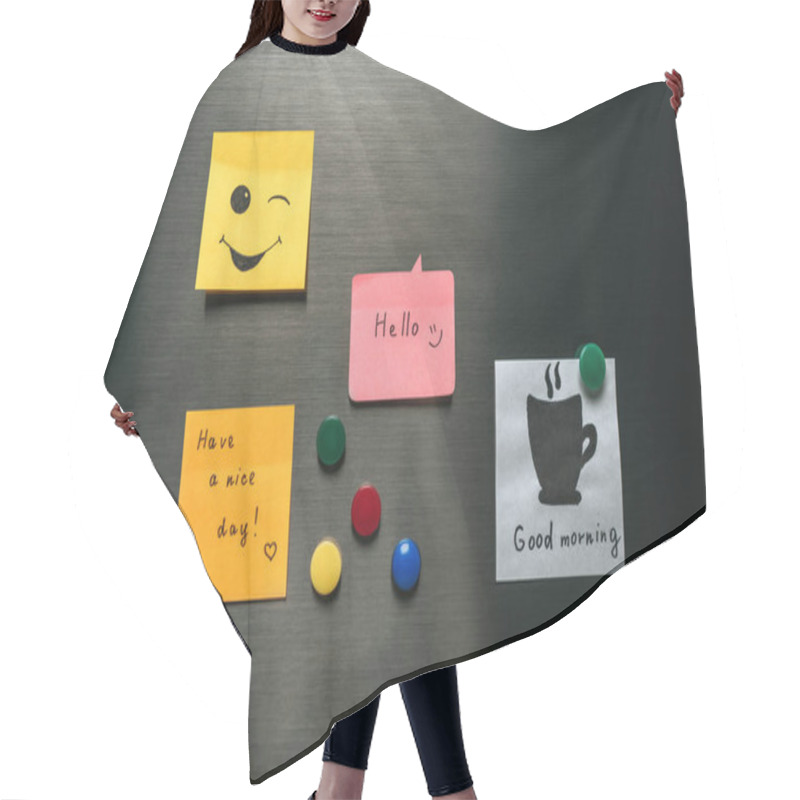 Personality  Notes With Wishes And Magnets Hanging On Fridge Hair Cutting Cape