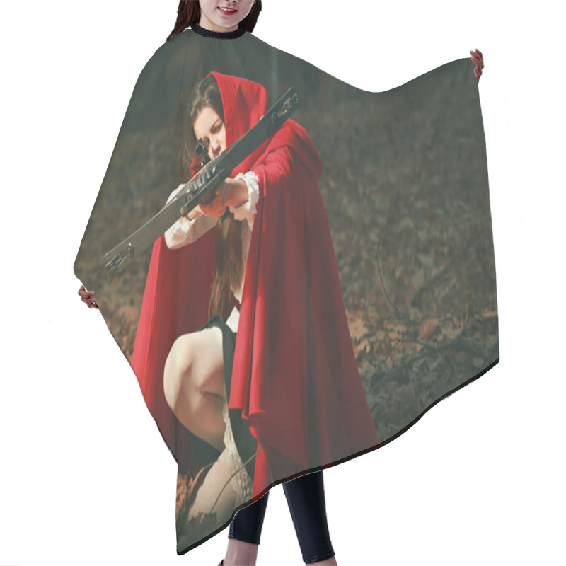 Personality  Little Red Riding Hood Aiming With Crossbow Hair Cutting Cape