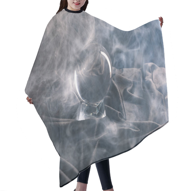 Personality  Crystal Ball On Textile With Smoke Around On Dark Background Hair Cutting Cape